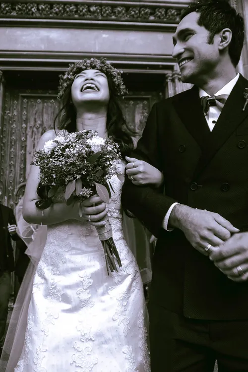 Novia feliz, recién casada